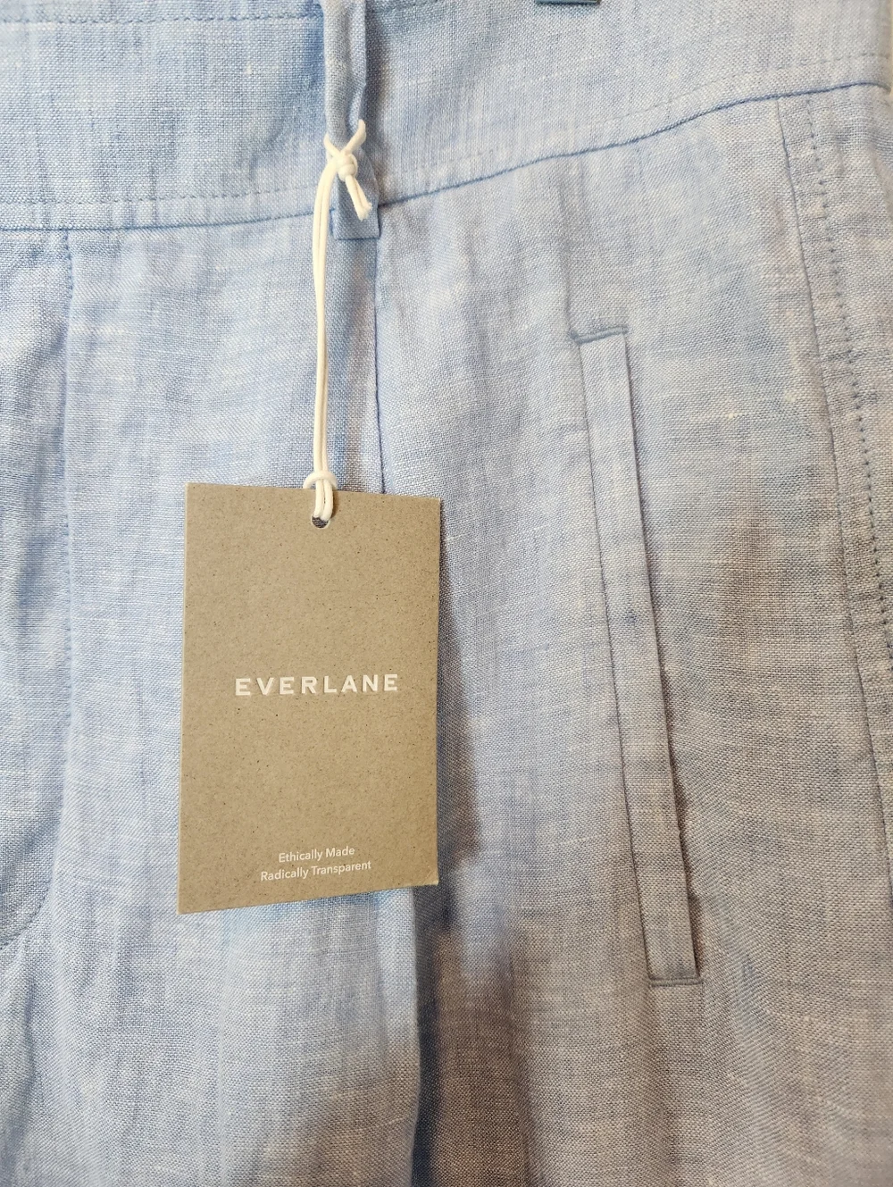 NEW Everlane The Way High Linen Drape Pant Blue Size 16 - Picture 3 of 7
